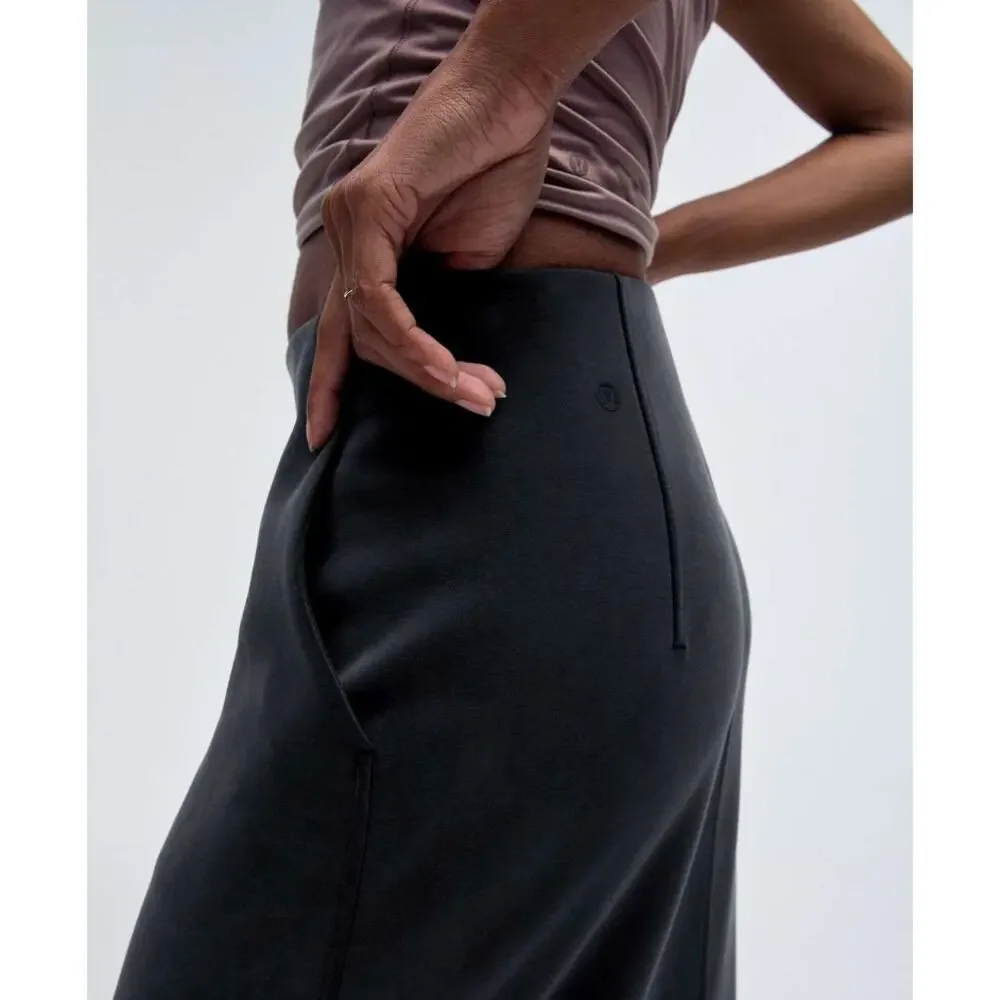 Lululemon Skirt Womens 4 Softstreme High Rise Midi Gray Sporty Chic Minimalist